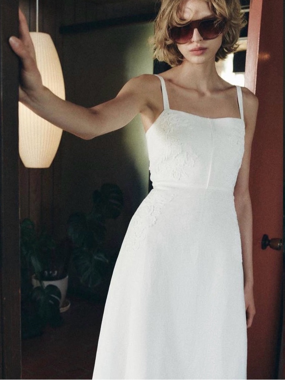 Zara Linen Blend Embroidered Midi Dress - Picture 2 of 11